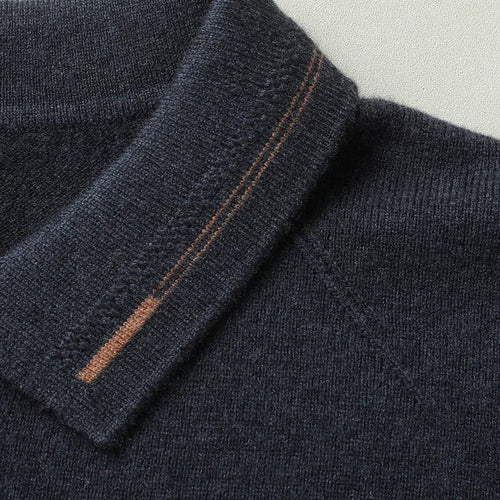 Obsidian Phoenix Luxury 100% Wool Lapel Sweater - Top-Grade Soft Warm Men’s Long Sleeve Pullover Jumper in Sizes Up to 8XL