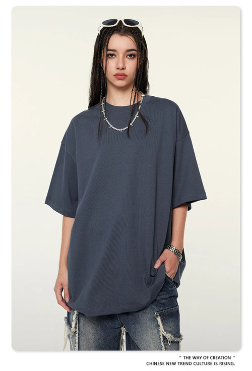 Obsidian Phoenix Unisex Luxury Heavyweight T-Shirt - 345gsm Solid Loose-Fit 100% Cotton Basic Tee