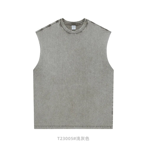 Obsidian Phoenix Unisex Luxury Batik Washed Tank Top - 250gsm Retro Loose-Fit Sleeveless Sport Tee