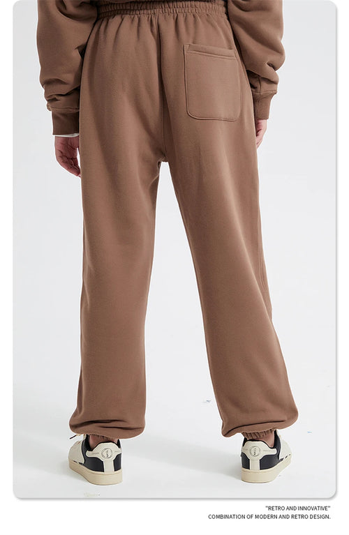 Obsidian Phoenix Unisex Luxury Fleece Sweatpants - 360gsm Loose-Fit Knitted Solid Tracksuit Pants