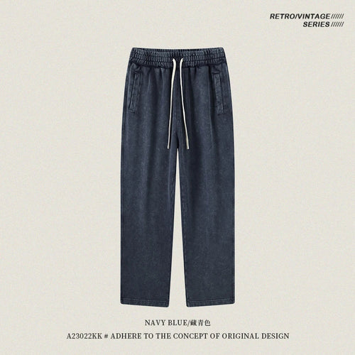 Obsidian Phoenix Unisex Luxury Batik Washed Pants - 420gsm Retro Loose-Fit Straight 100% Cotton Trousers