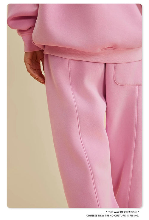 Obsidian Phoenix Luxury 355gsm Washed Fleece Sweatpants - Unisex Retro Loose-Fit Warm Joggers