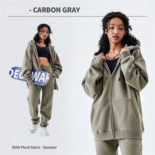 Obsidian Phoenix Luxury 350gsm Fleece Sweatpants and Zipper Hoodie Set