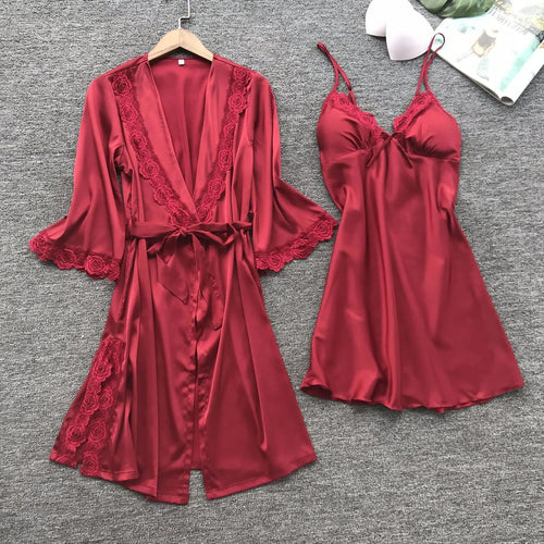 Obsidian Phoenix Women's Luxury 2-Piece Satin Pajama Set