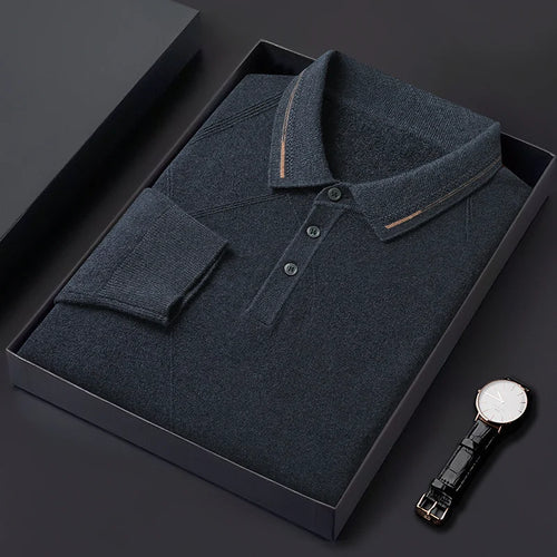 Obsidian Phoenix Luxury 100% Wool Lapel Sweater - Top-Grade Soft Warm Men’s Long Sleeve Pullover Jumper in Sizes Up to 8XL