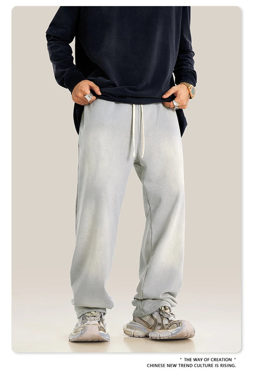 Obsidian Phoenix Unisex Luxury Monkey Washed Fleece Pants - 370gsm High Street Warm Oversized Straight Sweatpants