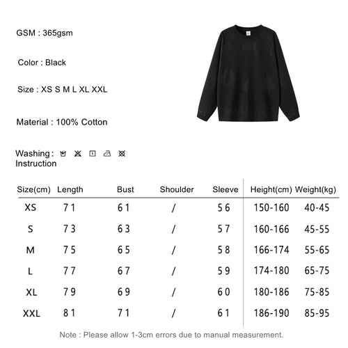 Obsidian Phoenix Unisex Luxury Raglan Sleeve T-Shirt - 365gsm Washed Cotton Loose-Fit Full-Sleeve Retro Tee