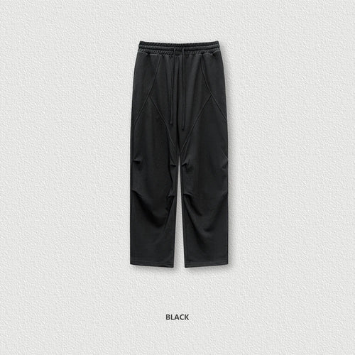 Obsidian Phoenix Unisex Luxury Patchwork Pants - 370gsm Washed High Street Oversized Double-Knee Straight Trousers