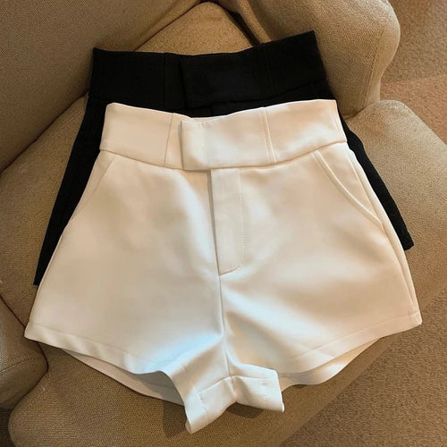 Celestial Comfort High-Waisted A-Line Shorts - Black Slim Fit, Harajuku-Inspired Hot Girl Casual Wear - Celestial Comfort Clothing