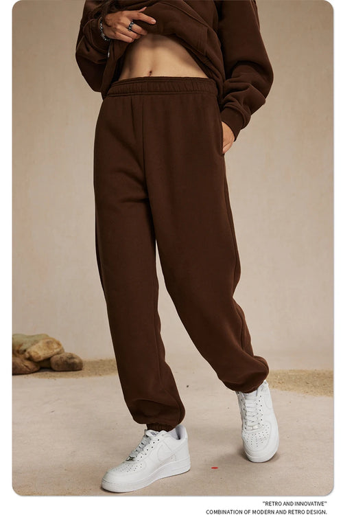 Obsidian Phoenix Unisex Luxury Solid Fleece Sweatpants - 400gsm Basic Loose-Fit Warm Joggers