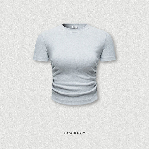 Obsidian Phoenix Women's Luxury Skinny T-Shirt - 220gsm Y2K Pleated Waist Short-Sleeve Tee