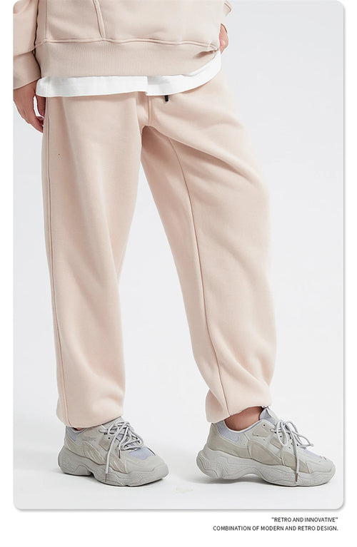 Obsidian Phoenix Unisex Luxury Fleece Sweatpants - 360gsm Loose-Fit Knitted Solid Tracksuit Pants