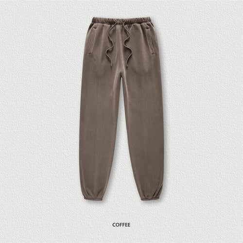 Obsidian Phoenix Luxury 355gsm Washed Fleece Sweatpants - Unisex Retro Loose-Fit Warm Joggers