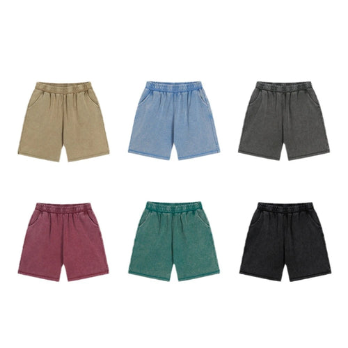 Obsidian Phoenix Unisex Luxury Batik Washed Shorts - 400gsm High Street Knee-Length Cotton Shorts