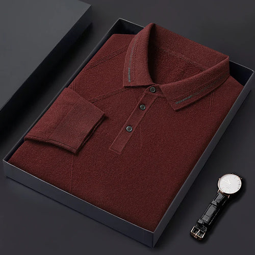 Obsidian Phoenix Luxury 100% Wool Lapel Sweater - Top-Grade Soft Warm Men’s Long Sleeve Pullover Jumper in Sizes Up to 8XL
