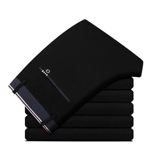 Obsidian Phoenix Men's Elastic Straight Pants - Business Casual Formal Trousers