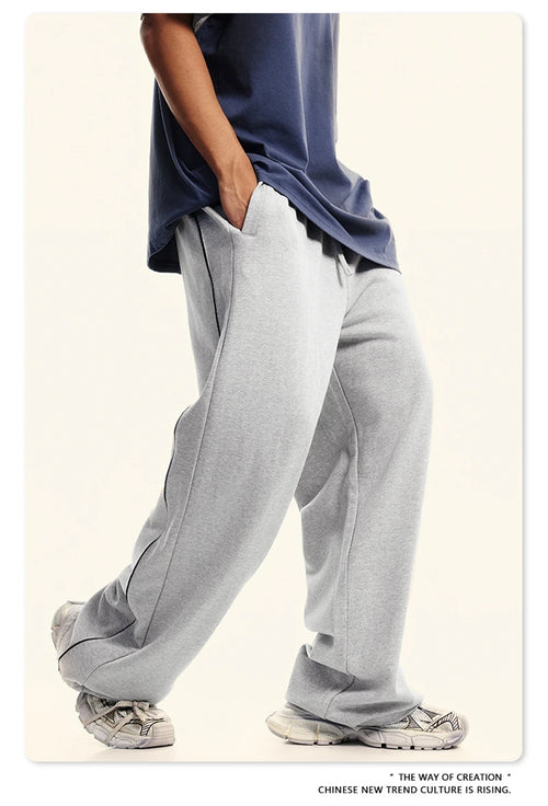 Obsidian Phoenix Unisex Luxury 100% Cotton Pants - 380gsm Oversized Straight-Leg Loose Trousers