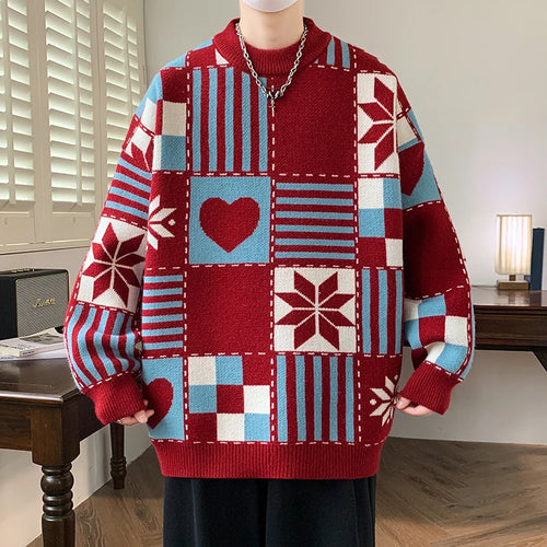 Obsidian Phoenix Luxury Cashmere Sweater - High-End Hip Hop Printed Men’s Christmas Jumper Pullover