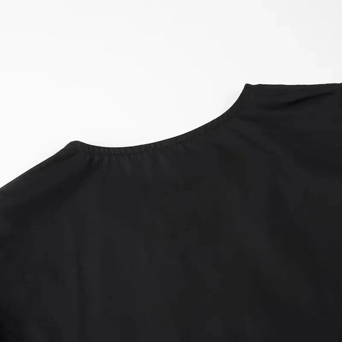 Obsidian Phoenix Women's Chic Lace-Up Blouse - Fashion Solid Hollow Out O-Neck Short Sleeve Casual Streetwear Top