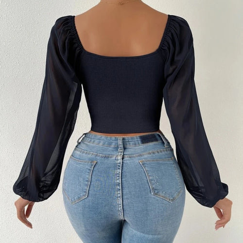 Obsidian Phoenix Women's Luxury Puff Sleeve V-Neck Top