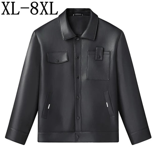 Obsidian Phoenix Luxury Business Casual Leather Jacket - High-End Loose-Fit Men’s Leather Coat in Sizes Up to 8XL