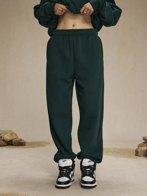 Obsidian Phoenix Unisex Luxury Solid Fleece Sweatpants - 400gsm Basic Loose-Fit Warm Joggers