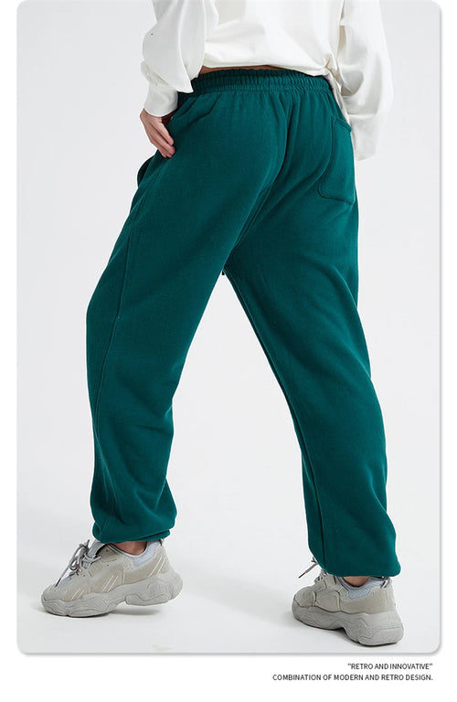 Obsidian Phoenix Unisex Luxury Fleece Sweatpants - 360gsm Loose-Fit Knitted Solid Tracksuit Pants