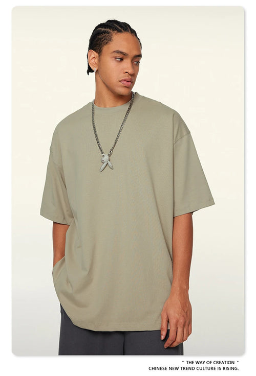 Obsidian Phoenix Unisex Luxury Heavyweight T-Shirt - 345gsm Solid Loose-Fit 100% Cotton Basic Tee