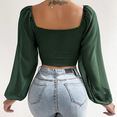 Obsidian Phoenix Women's Luxury Puff Sleeve V-Neck Top