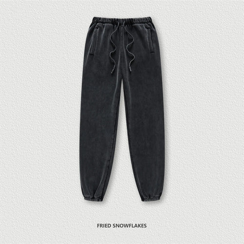 Obsidian Phoenix Luxury 355gsm Washed Fleece Sweatpants - Unisex Retro Loose-Fit Warm Joggers
